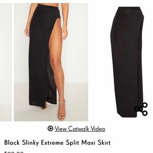 Black High Split Maxi Skirt